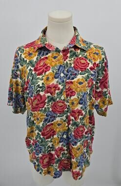 Vintage 80s/90s Capacity Rayon Floral‎ Shirt Grandmacore Cottagecore